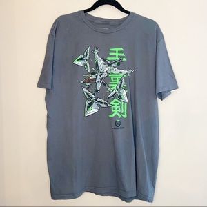 BLIZZARD ENTERTAINMENT OVERWATCH GRAY & GREEN SHORT SLEEVE TSHIRT